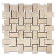 Crema Marfil Basket Weave with Thassos dots