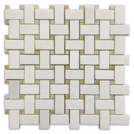 Thassos Basket Weave with Honey Onyx dots