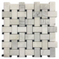 Statuary Calacatta Basket Weave with Black Dots