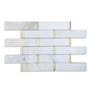 PH2307 marble mosaic, Calacatta Gold and Brass